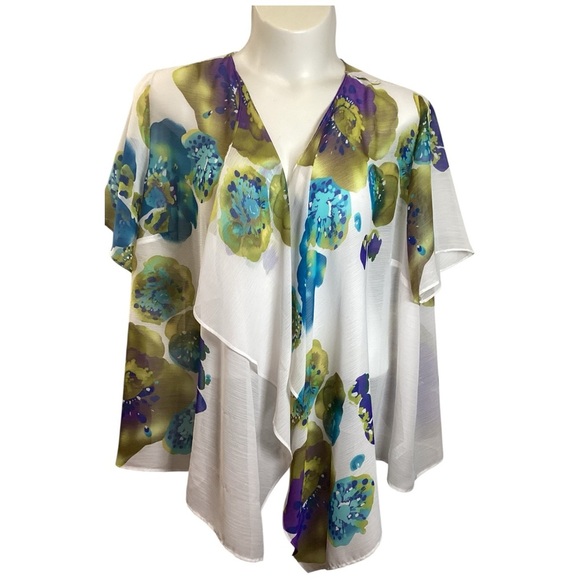 Susan Graver Elegant White Kimono, Plus Size 2X - Picture 3 of 8